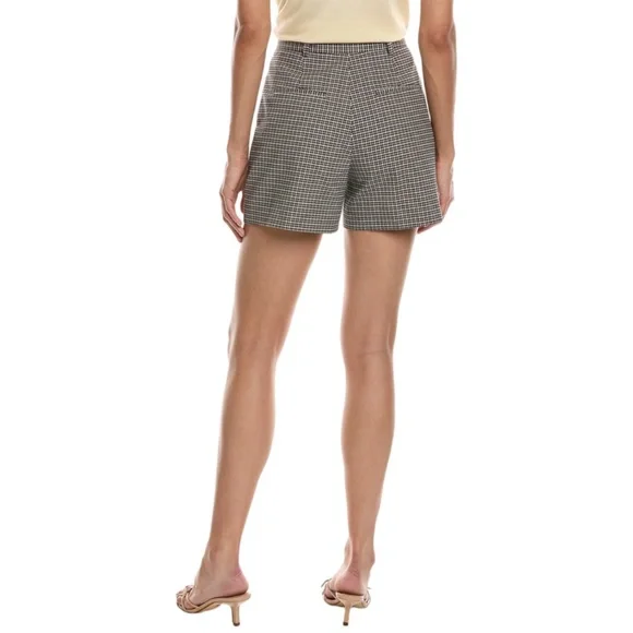 NWT The Kooples Straight Tailored-Cut Check Shorts Size 8 Beige Brown
